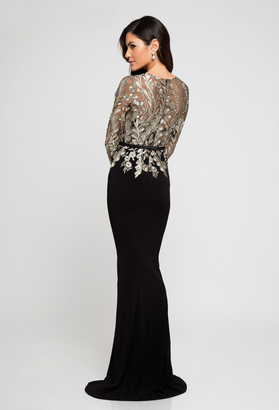 Terani Couture Embellished Jewel Neck Sheath Dress 1723E4290W