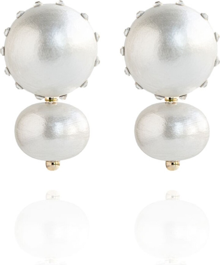 Saule Label Livia Earrings In White Heron