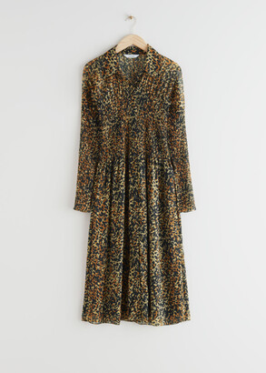 And other stories Smocked Button Up Midi Dress