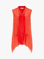Thumbnail for your product : Phase Eight Ysanne Cotton and Silk Tie Neck Sleeveless Asymmetric Blouse, Parrot