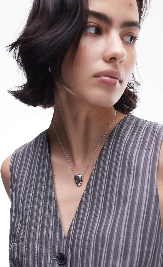 Topshop Neva necklace with molten pendant in silver plated ShopStyle - Main Image