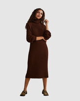 Thumbnail for your product : Y.A.S Women's Brown Midi Dresses - Mavi Long Sleeve Knit Roll-Neck Dress - Size One Size, M at The Iconic