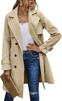 Thumbnail for your product : Loalirando Women's Trench Coat Double Breasted Long Coat Classic Autumn Spring Jacket Windproof Coat - Green - M