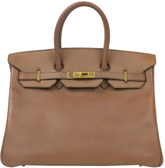 Hermes Brown Leather Gold Hardware Medium Birkin Bag
