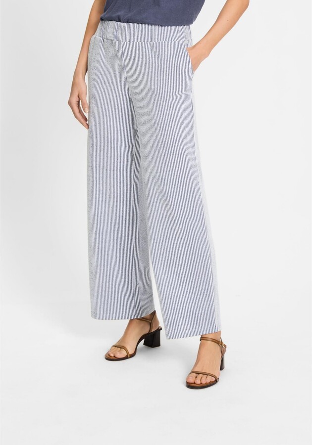 Olsen Women's Anna Fit Wide Leg Seersucker Pant