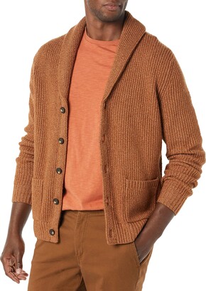Essentials Mens Long-Sleeve Soft Touch Shawl Collar Cardigan