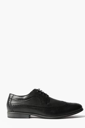 boohoo Black Textured Brogues With Perforated Detail