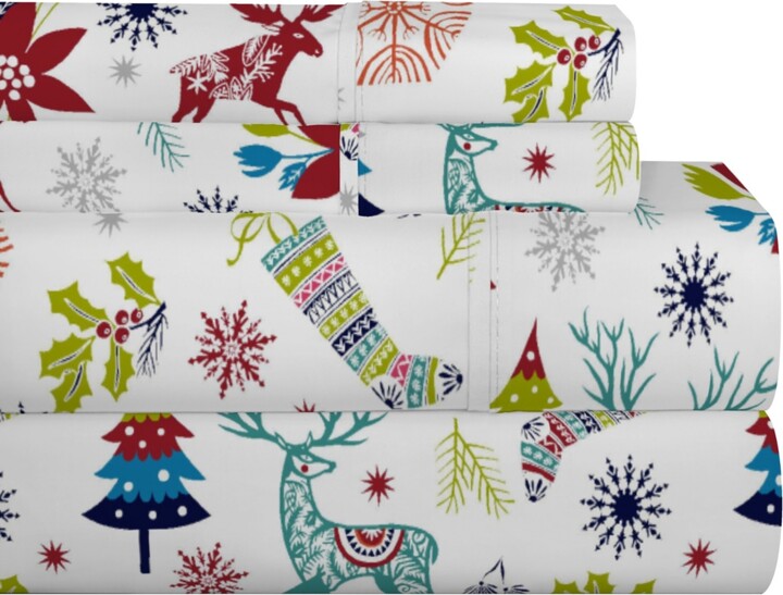 Celeste Home Luxury Weight Printed Cotton Flannel Sheet Set, Twin