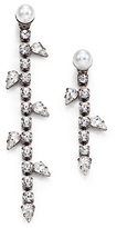 Thumbnail for your product : Dannijo Margot Crystal & Faux Pearl Asymmetrical Linear Drop Earrings