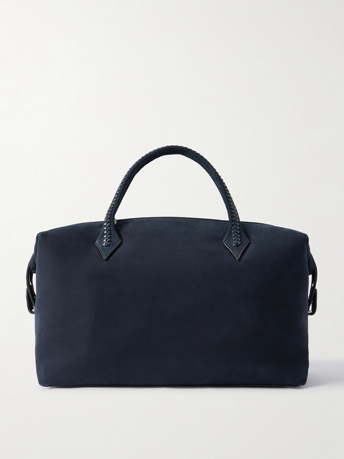 MÉTIER Vérité City Braided Leather-trimmed Nubuck Tote - Blue