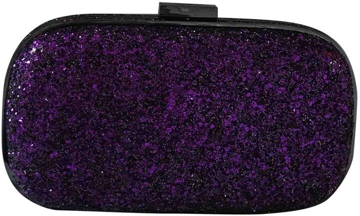 purple glitter clutch bag