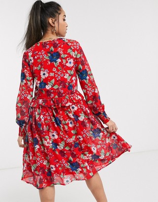 Vero Moda Petite drop waist floral smock dress