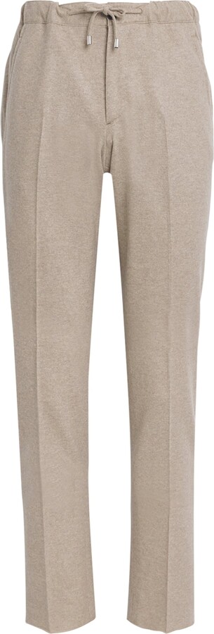 Fioroni Cashmere Wool-Cashmere Drawstring Straight Trousers