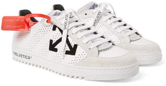 Off-White Off White Low 2.0 Suede-Trimmed Full-Grain Leather Sneakers - White