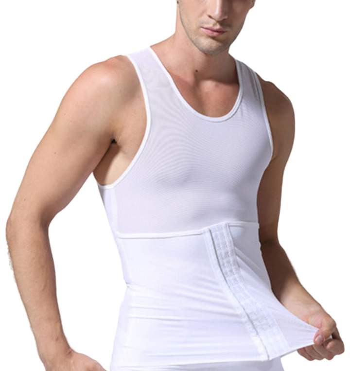 Vevarble Mens Slimming Body Shaper Compression Shirt Vest Waist Trainer Shapewear