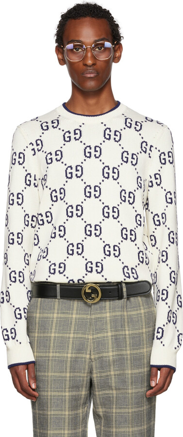 Gucci Monogram Denim GG Printed Twill Jacket in White