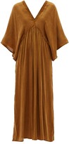 Thumbnail for your product : Mes Demoiselles Batwing-sleeve Bias-cut Twill Midi Dress - Bronze