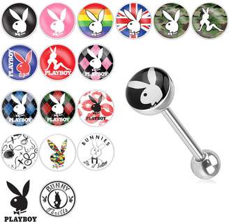 Playboy Bunny Logo Print Inlay 316L Surgical Steel Barbell (Sold by Piece)