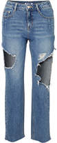 Thumbnail for your product : Sjyp Cropped Distressed Mid-rise Straight-leg Jeans - Mid denim