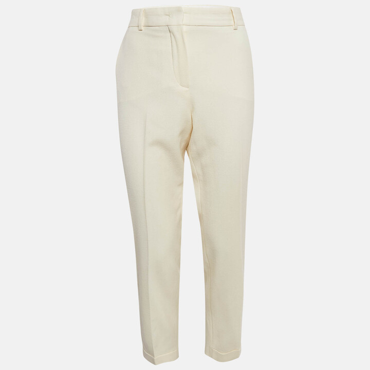 Sportmax Cream Wool Skinny Formal Trousers M