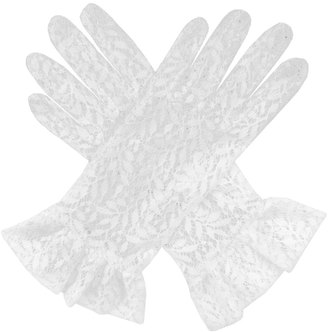 Dents Lace Gloves with Ruffle Cuff