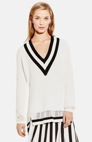 Thumbnail for your product : Vince Camuto Border Stripe V-Neck Sweater