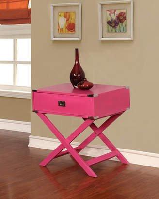 Linon Peggy X Base Pink Accent Table