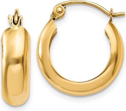 Black Bow Jewelry Co. BlackBowJewelry4.75mm14kYellowGoldHalfRoundHoopEarrings12mm(7/16Inch)