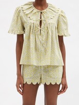Thumbnail for your product : Horror Vacui Gigi Scalloped Floral-print Cotton Pyjamas - Yellow Multi