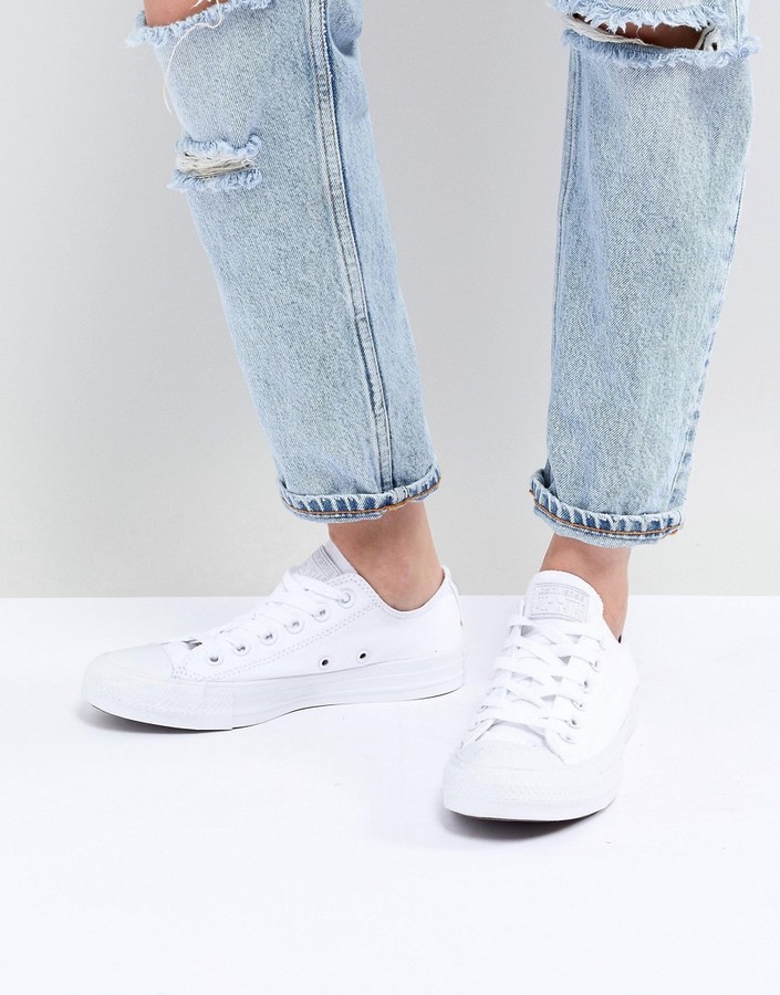 Converse Chuck Taylor All Star ox white monochrome sneakers - ShopStyle