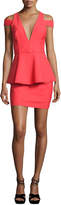 Thumbnail for your product : Milly Simona Cold-Shoulder Peplum Cocktail Dress, Red