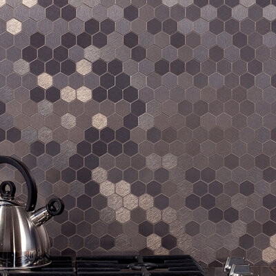 Aspect Peel and Stick Honeycomb Matted Metal Tile 15 Sq Ft Kit