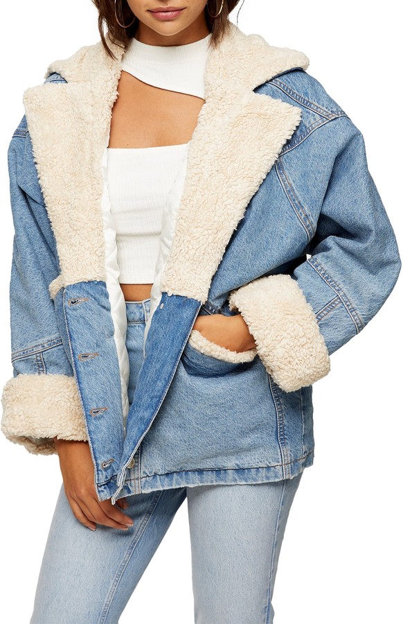 hybrid denim borg jacket