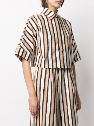 Alysi Cropped Striped Print Shirt