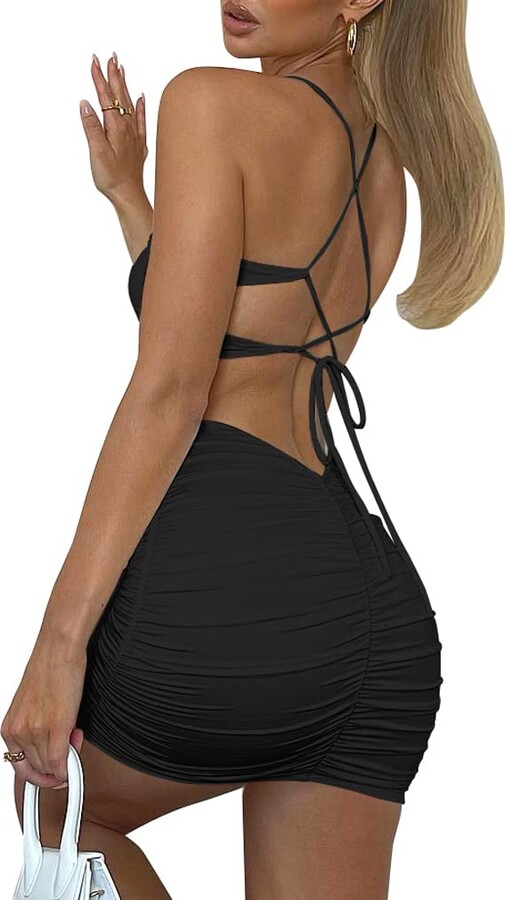  Eliacher Backless Dress Women's Spaghetti Strap Sexy