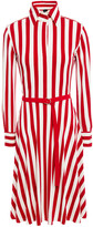 Thumbnail for your product : Norma Kamali Belted Striped Stretch-jersey Shirt Dress