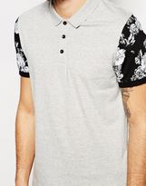 Thumbnail for your product : ASOS Polo Shirt With Floral Sleeve