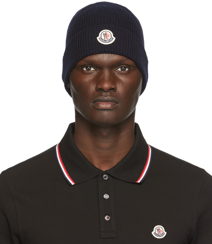 Moncler Navy Knit Beanie - ShopStyle Hats