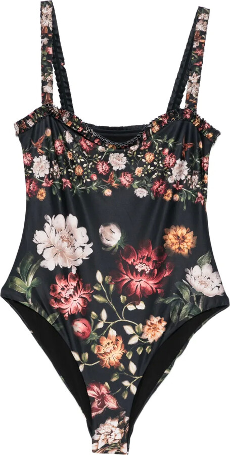 Agua by Agua Bendita Limon Paramo ruffled-floral swimsuit