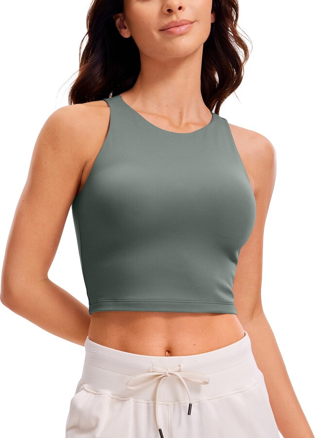 FEOYA Women's Cutout Workout Crop Top Padded Long Sleeve Halter Sports Bra  Top 2-in-1 Yoga Gym Shirts with Thumbhole : : Clothing, Shoes 