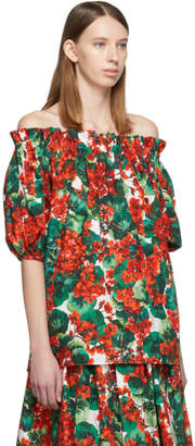 Dolce & Gabbana Red Geranium Off-The-Shoulder Blouse