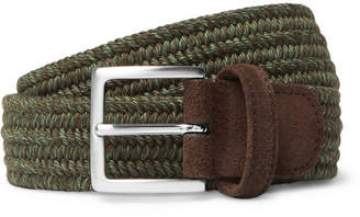 Andersons 3.5cm Green Suede-Trimmed Woven Cord Belt