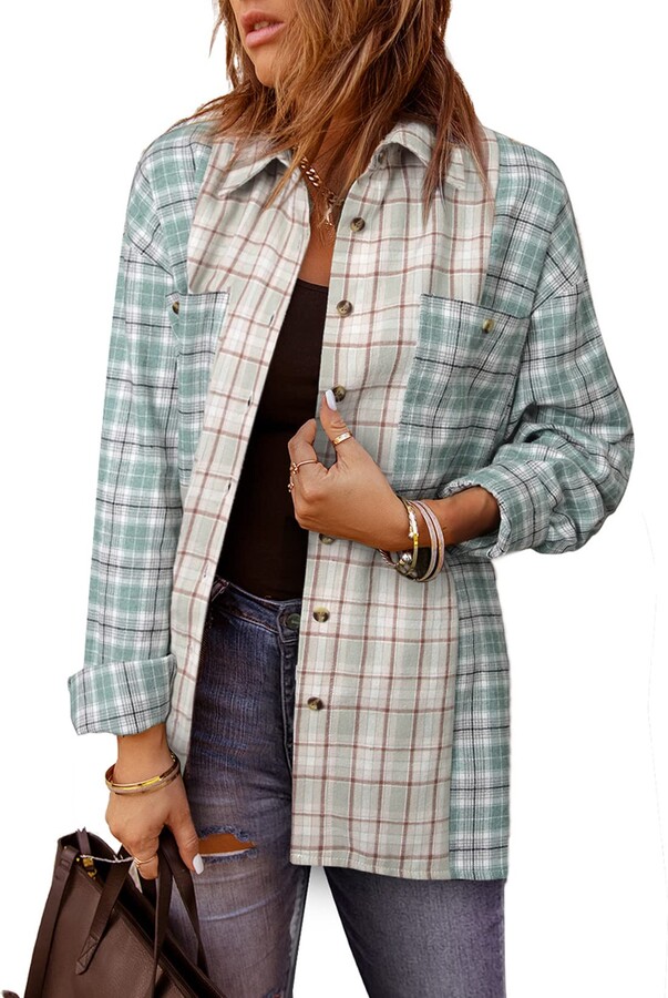 Lucky de Luca Checked Blouse black-white check pattern casual look Fashion Blouses Checked Blouses 