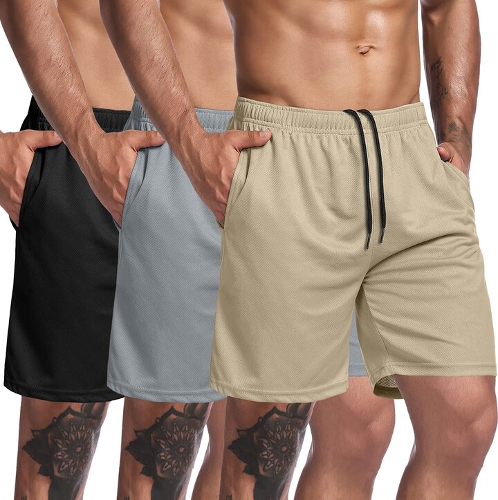 COOFANDY Men's 3 Pack Gym Workout Shorts Mesh Training Bodybuilding