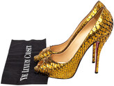 Thumbnail for your product : Christian Louboutin Gold Python Lady Peep Toe Platform Pumps Size 40