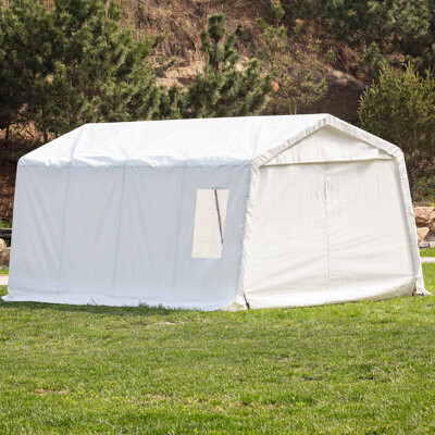 WEATHERFAST Clear Window Portable Garage Carport Shelter With White Cover