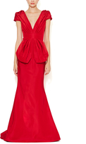 Thumbnail for your product : Oscar de la Renta Silk Faille Gathered Peplum Gown