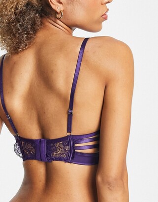 Hunkemoller Mitzy lace strappy non padded plunge bra with hardware detail  in purple - ShopStyle Plus Size Lingerie
