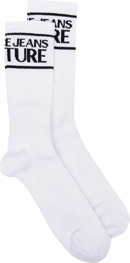 Versace Jeans Couture Logo-Knit Calf Socks