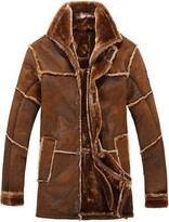 Thumbnail for your product : DHYZZ Original Ecology Mens Suede Long Overcoat Warm Cashmere Shearing Lined Winter Fur Leather Coat (X-Large